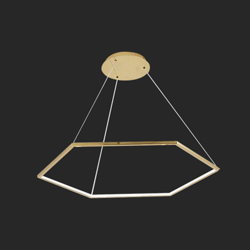 Geometric Chandelier: Ultra-Modern Metallic Lighting Fixture For Living Room Gold / 47.5 Natural