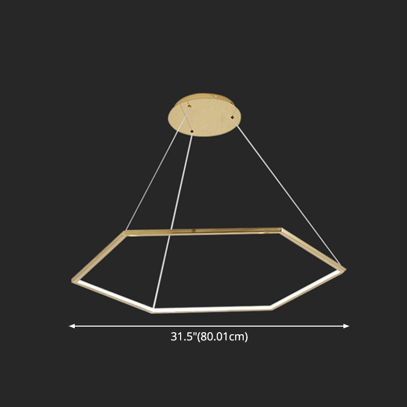 Geometric Chandelier: Ultra-Modern Metallic Lighting Fixture For Living Room