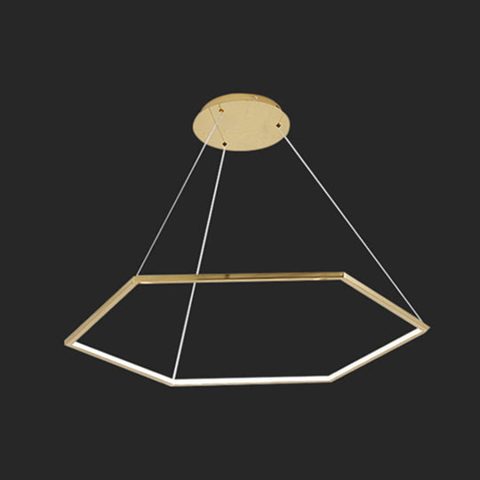 Geometric Chandelier: Ultra-Modern Metallic Lighting Fixture For Living Room Gold / 59 Natural