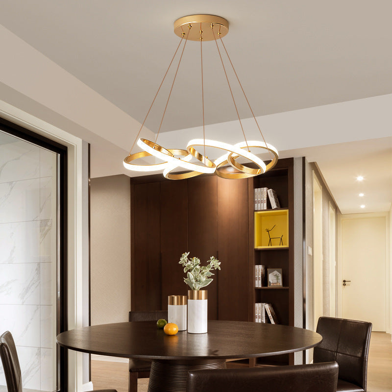 Modern Twisted Chandelier: Chic Metal Suspension Light For Restaurants Hanging Cord Included