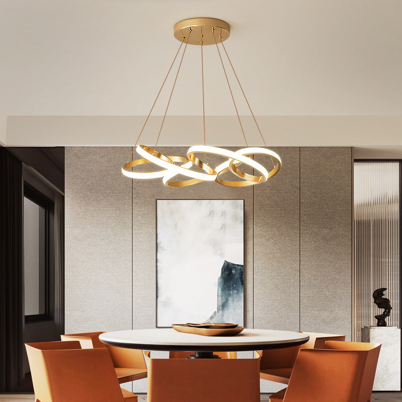 Modern Twisted Chandelier: Chic Metal Suspension Light For Restaurants Hanging Cord Included