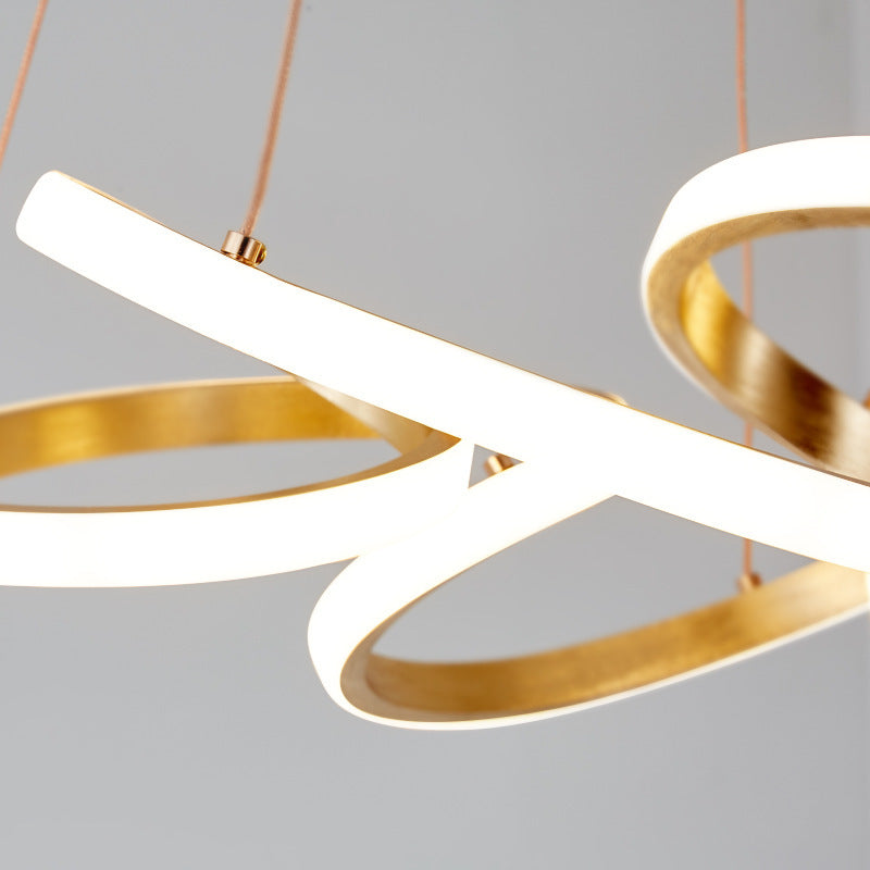 Modern Twisted Chandelier: Chic Metal Suspension Light For Restaurants Hanging Cord Included