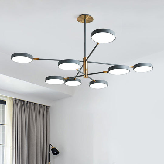 Modern Rotating Chandelier: Metallic Hanging Ceiling Light For Living Room