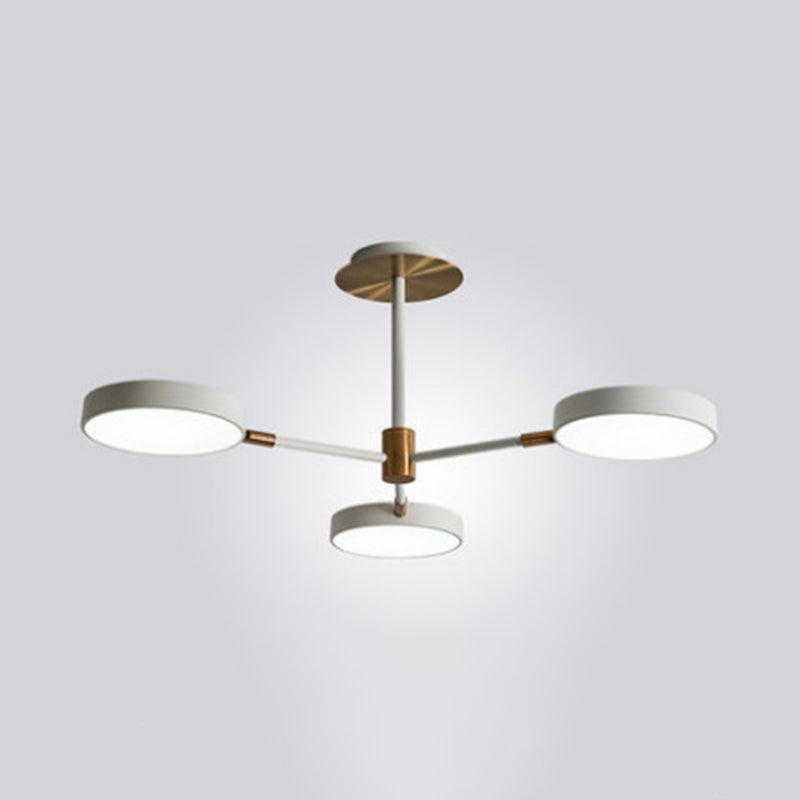 Modern Rotating Chandelier: Metallic Hanging Ceiling Light For Living Room 3 / White