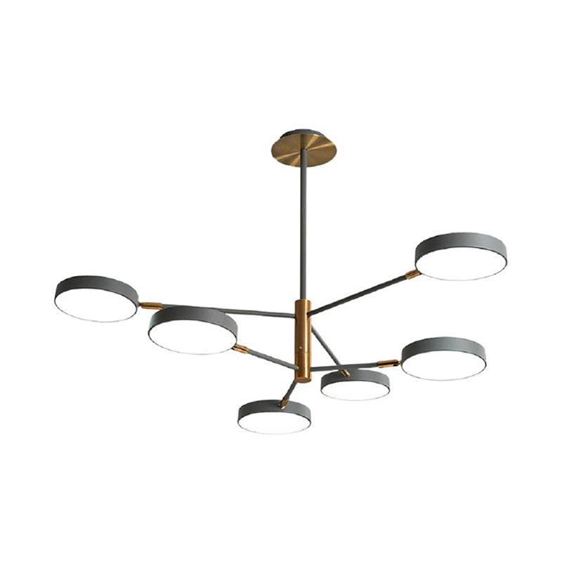 Modern Rotating Chandelier: Metallic Hanging Ceiling Light For Living Room