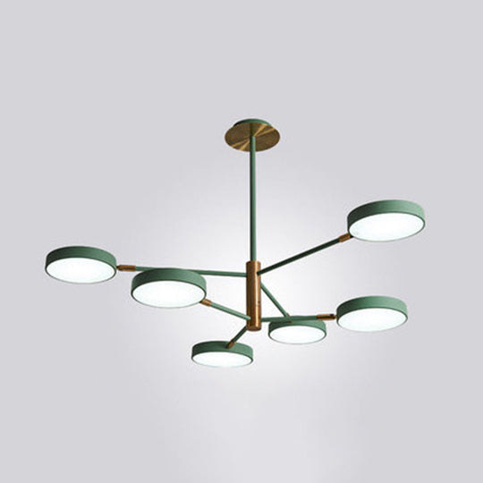 Modern Rotating Chandelier: Metallic Hanging Ceiling Light For Living Room 6 / Green