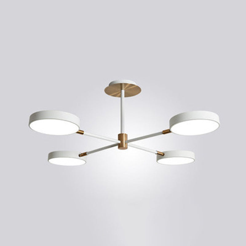 Modern Rotating Chandelier: Metallic Hanging Ceiling Light For Living Room 4 / White