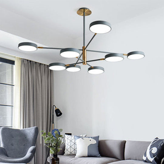 Modern Nordic Round Chandelier Pendant Light Metallic Hanging Fixture For Living Room