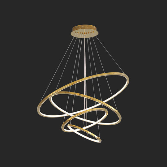 Modern Orbicular Chandelier Lamp - Metallic Simplicity Hanging Light For Living Room Gold /