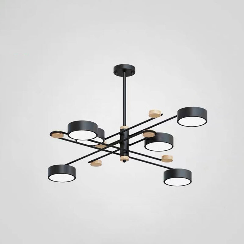 Modern Metallic Pendant Light With Layered Branching Chandelier Design For Living Room 6 / Black