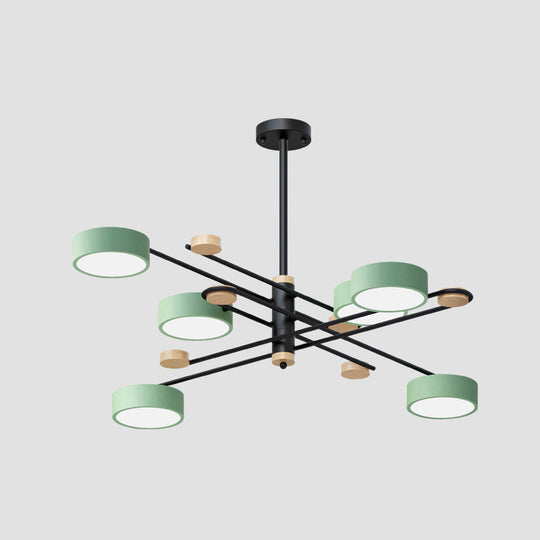 Modern Metallic Pendant Light With Layered Branching Chandelier Design For Living Room 6 / Green