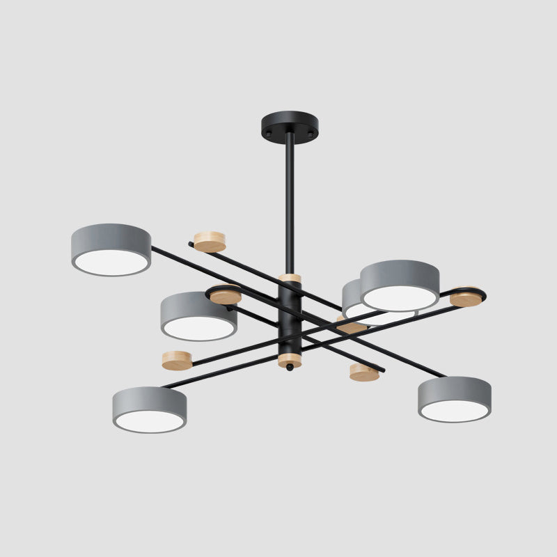 Modern Metallic Pendant Light With Layered Branching Chandelier Design For Living Room 6 / Grey