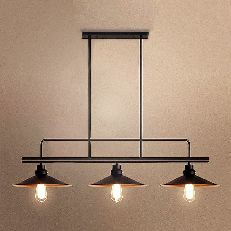 Industrial Style Metal Black Cone Pendant Chandelier - Island Lighting Fixture / 10