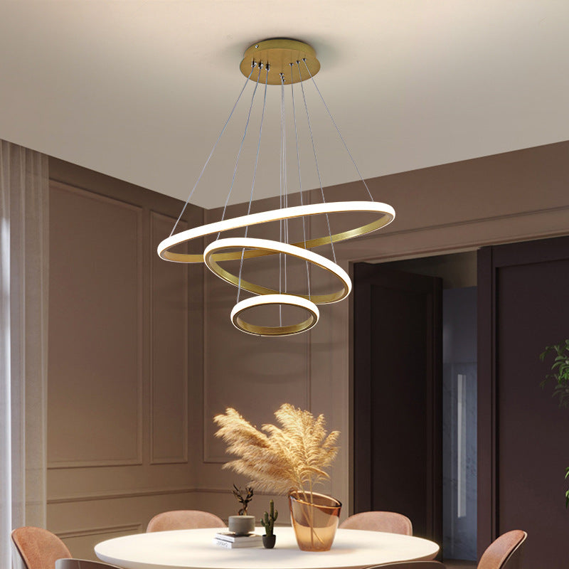 Sleek 3-Ring Led Ceiling Pendant Light: Modern Bedroom Lighting Fixture