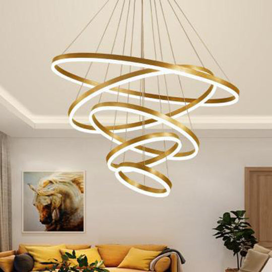 Minimalist Led Acrylic Pendant Chandelier For Living Room Ambiance Gold / Natural