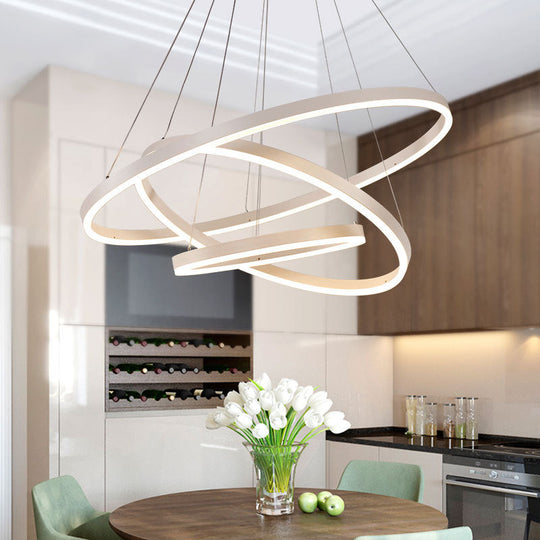 Contemporary Orbicular Metal Led Ceiling Pendant Light In White / Remote Control Stepless Dimming