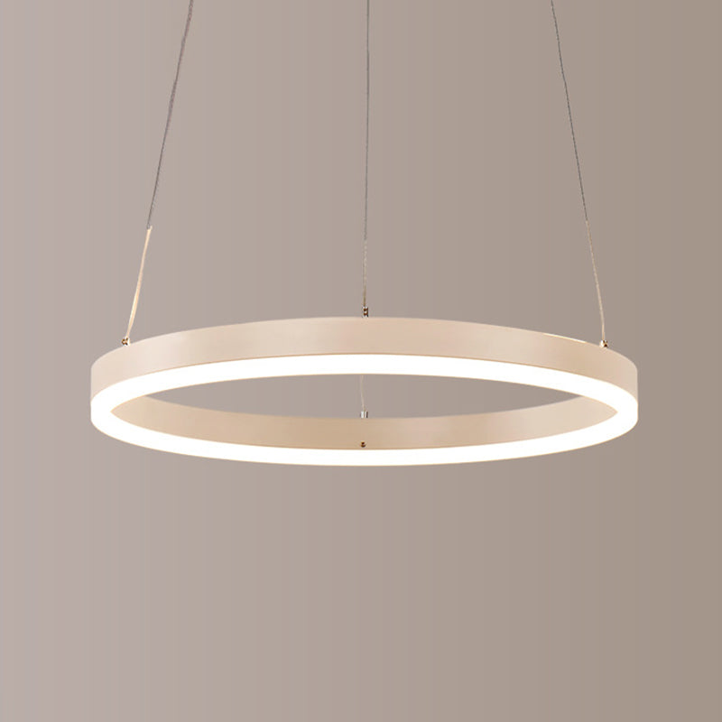 Contemporary Orbicular Metal Led Ceiling Pendant Light In White / Warm 16