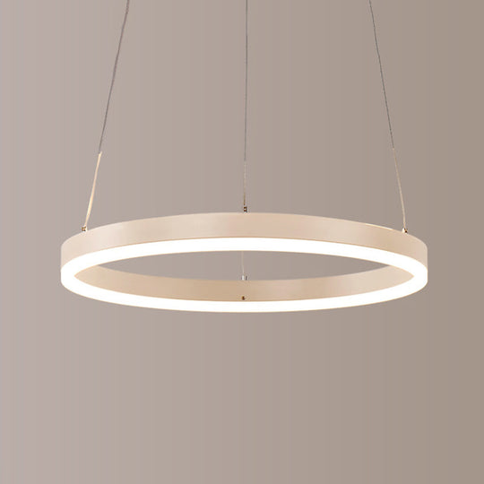 Contemporary Orbicular Metal Led Ceiling Pendant Light In White / Warm 16