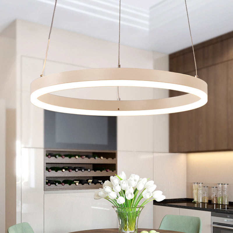 Contemporary Orbicular Metal Led Ceiling Pendant Light In White