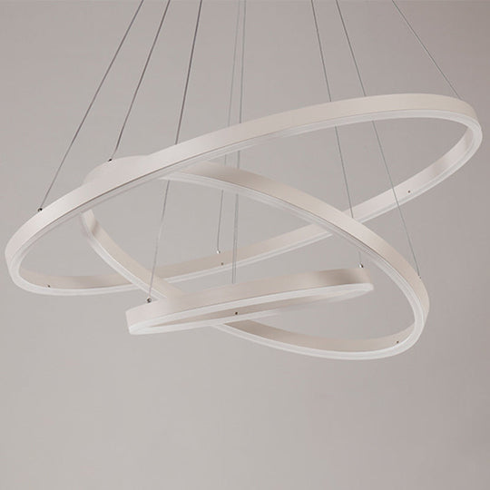 Contemporary Orbicular Metal Led Ceiling Pendant Light In White