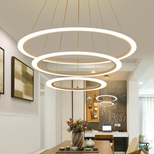 Sleek White Multi-Layer Led Chandelier Simplicity For Living Room Suspension Light