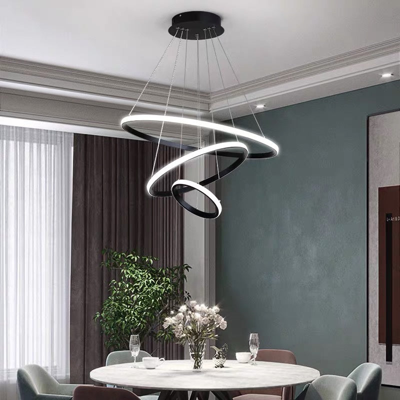 Modern Black Led Pendant Light With Circle Metal Shade - Stylish Parlour Suspension Fixture / White