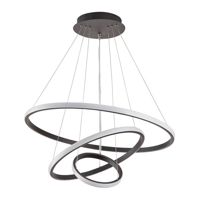 Modern Black Led Pendant Light With Circle Metal Shade - Stylish Parlour Suspension Fixture