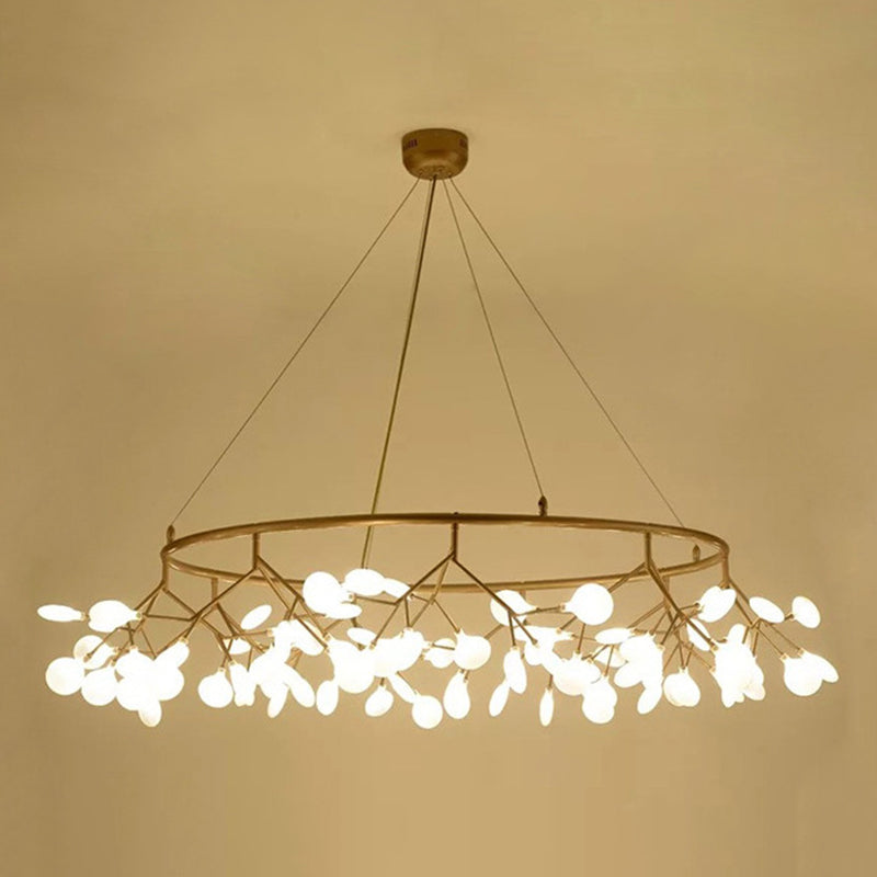 Modern Gold Orbicular Led Ceiling Pendant Light With Firefly Acrylic Chandelier Shade 54 /