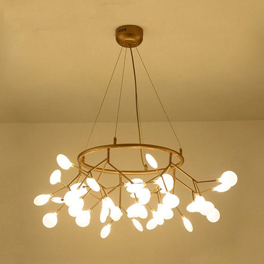 Modern Gold Orbicular Led Ceiling Pendant Light With Firefly Acrylic Chandelier Shade 45 /