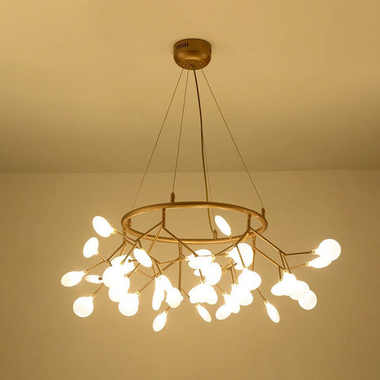 Modern Gold Orbicular Led Ceiling Pendant Light With Firefly Acrylic Chandelier Shade 36 /