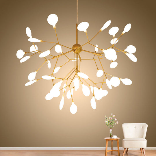 Contemporary Metal Branch Pendant Light With Led Suspension