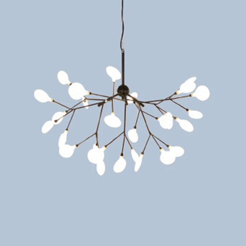 Contemporary Metal Branch Pendant Light With Led Suspension 27 / Black