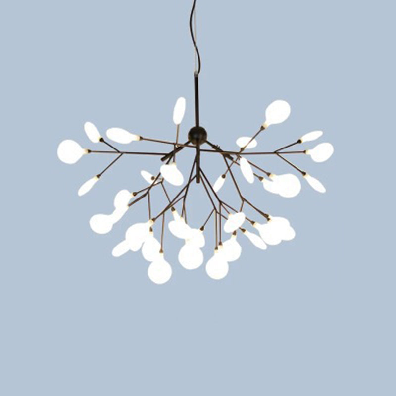 Contemporary Metal Branch Pendant Light With Led Suspension 36 / Black