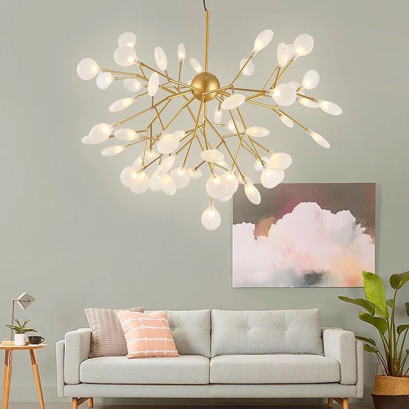 Contemporary Metal Branch Pendant Light With Led Suspension