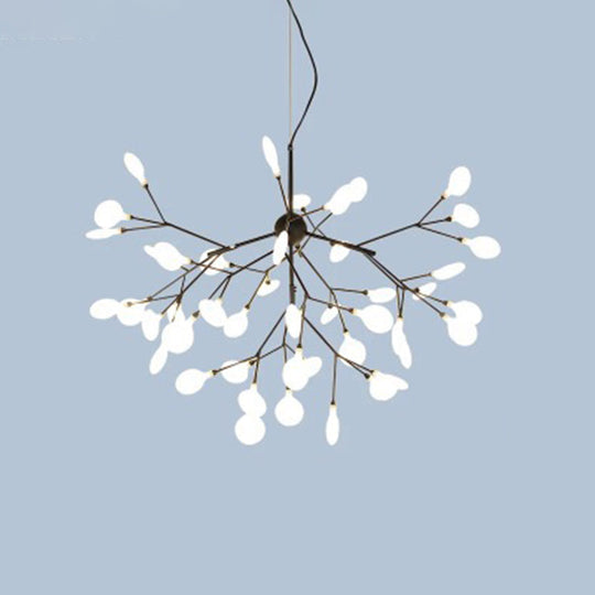 Contemporary Metal Branch Pendant Light With Led Suspension 45 / Black