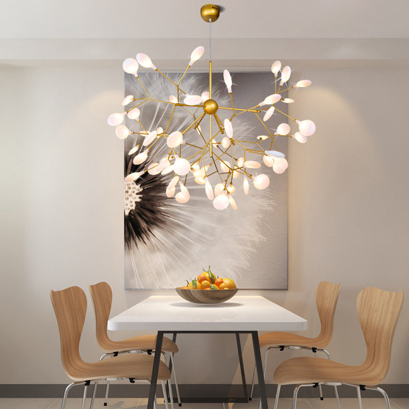 Contemporary Metal Branch Pendant Light With Led Suspension