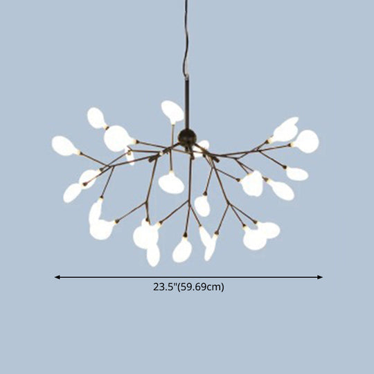 Contemporary Metal Branch Pendant Light With Led Suspension