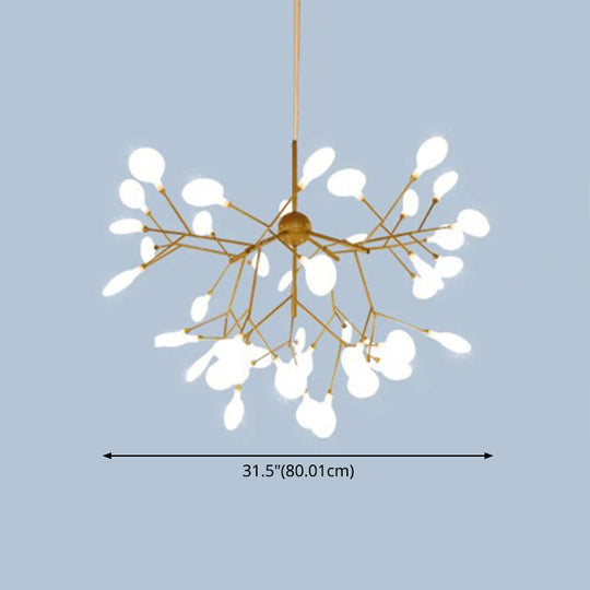 Contemporary Metal Branch Pendant Light With Led Suspension