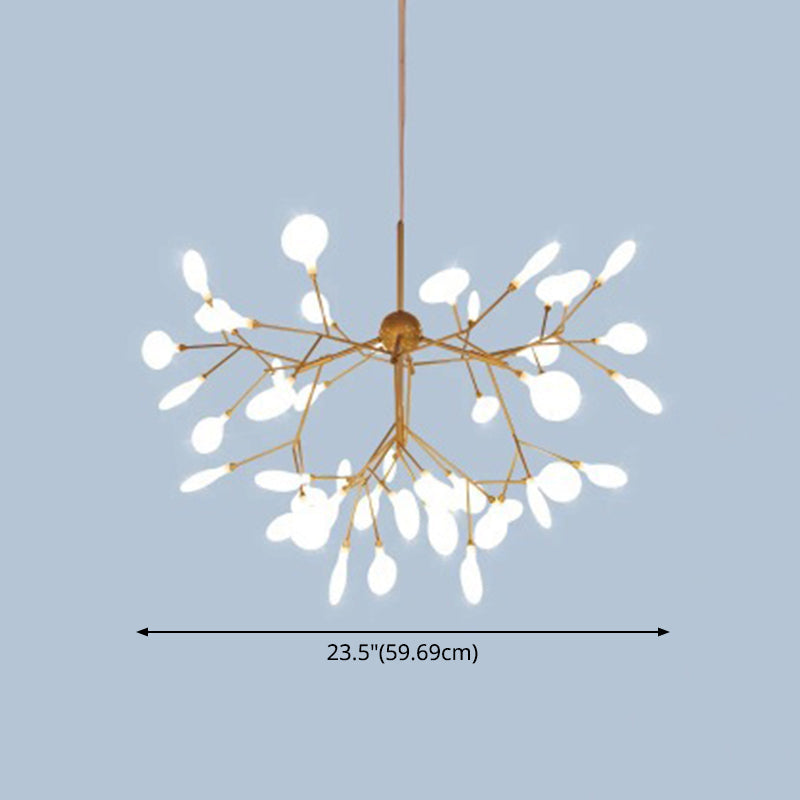 Contemporary Metal Branch Pendant Light With Led Suspension