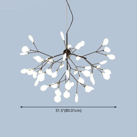 Contemporary Metal Branch Pendant Light With Led Suspension