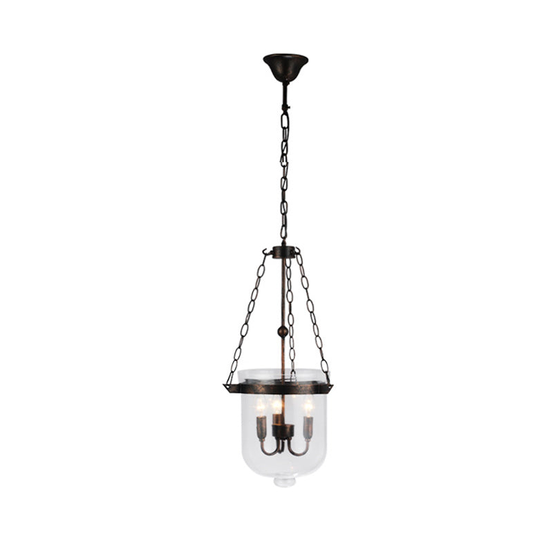 Industrial Black Bucket Chandelier: Sleek Glass Pendant Light For Dining Room Rust / 10