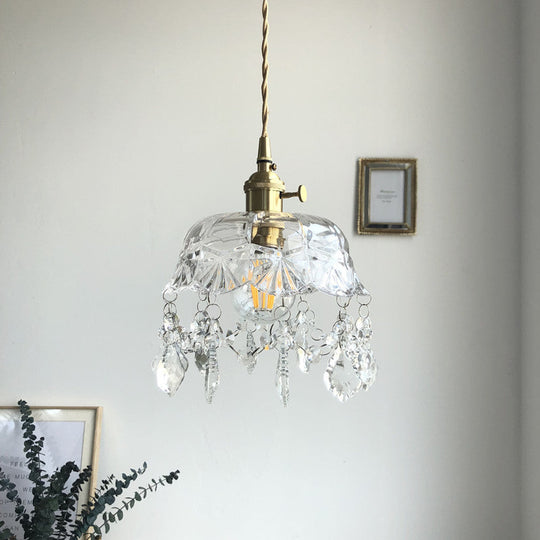 Yvonne - Modern Crystal Gold Bowl Pendant Ceiling Light