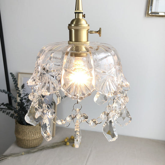 Yvonne - Modern Crystal Gold Bowl Pendant Ceiling Light