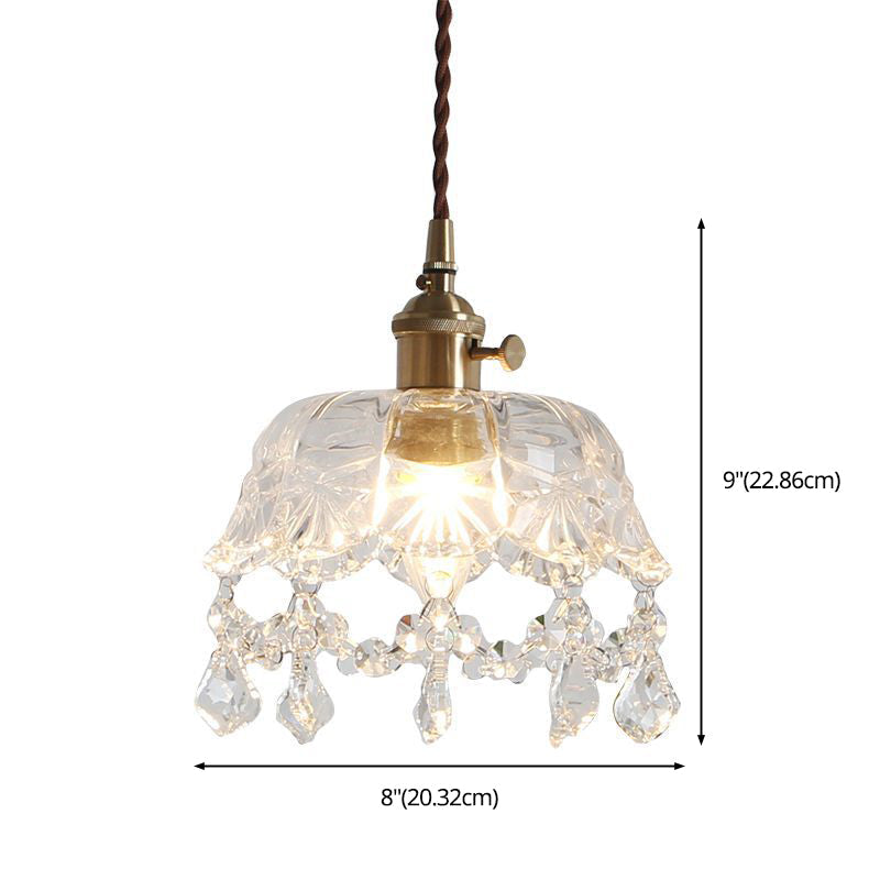 Yvonne - Modern Crystal Gold Bowl Pendant Ceiling Light