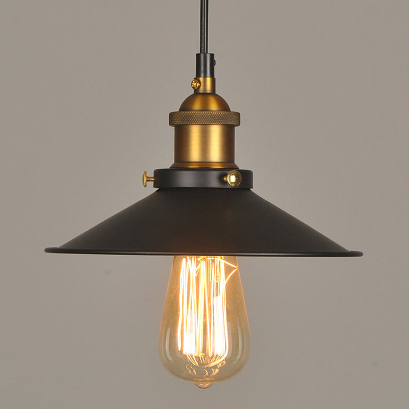 Industrial Style Black Metal Cone Pendant Lamp - Warehouse Lighting / 8.5