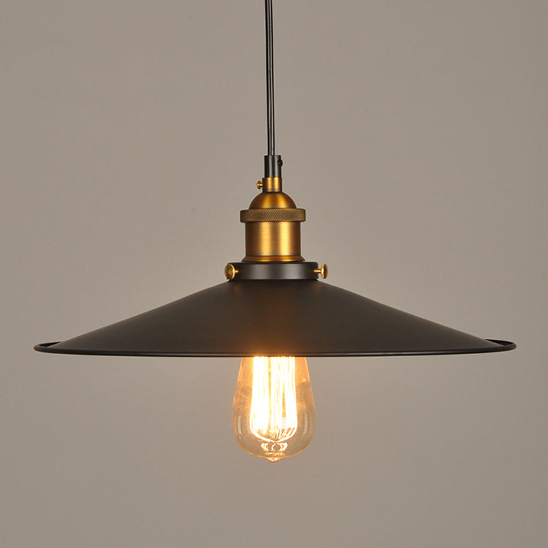 Industrial Style Black Metal Cone Pendant Lamp - Warehouse Lighting / 12