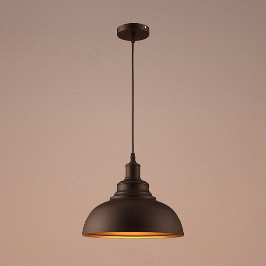 Vintage Metal Bowl Pendant Ceiling Light With Painted Shade - Elegant Hanging Fixture! Black / 11.5