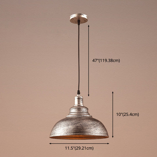 Vintage Metal Bowl Pendant Ceiling Light With Painted Shade - Elegant Hanging Fixture!