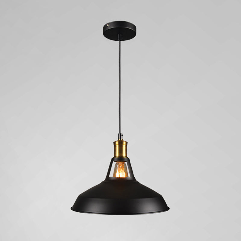 Industrial Style Metal Pendant Light Fixture For Shaded Restaurant - Hanging Kit Black / 8