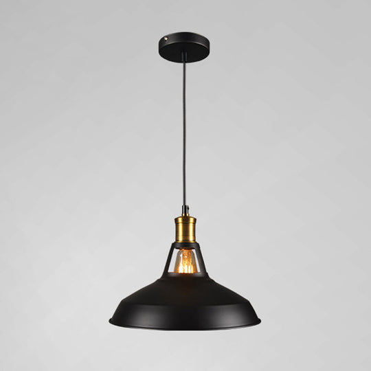 Industrial Style Metal Pendant Light Fixture For Shaded Restaurant - Hanging Kit Black / 8